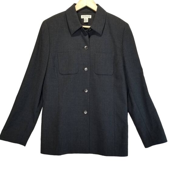 Ann Taylor Wool Shacket Shirt Jacket 12 Button up collared Gray - Picture 1 of 5